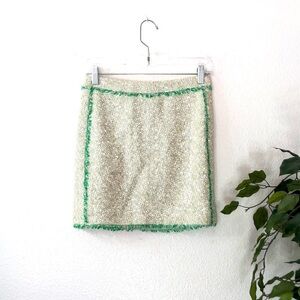 J. Crew Knit Skirt With Green Fringe